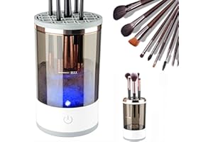 BEWINNER Maquina Secadora Limpiadora de Brochas de Maquillaje, Limpiadora de Brochas Cosmeticas con Mandril, 7000 rpm Girador Automatico, Visible Maquillaje Herramientas Limpiadoras para To