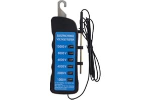 SYNYEY Testeur de Clôture électrique Et Détecteur de Défauts, Testeur de Tension de Clôture électrique Numérique Portable Et étanche 10000V Avec 6 Lampes pour Bétail, Ferme, Jardin,pour Moutons, animaux