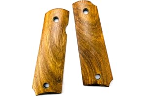 Aibote 1911 Pistolengriffe Natürliches Afrikanisches Gelbes Birnenholz benutzerdefinierte DIY EDC Pistolen Griffe voller Größe passt die meisten Commander, Standard & Regierung 1911 Modelle
