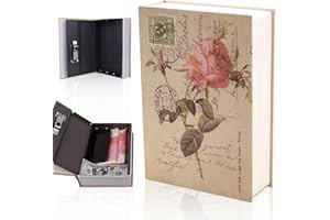 KBIBCK Caja Fuerte para Libros, Caja Fuerte de Libros con Cerradura de Combinación, Caja de Seguridad en Forma de Libro para Dinero en Efectivo, Llaves y Objetos de Valor (Estilo Diario de Rosas)