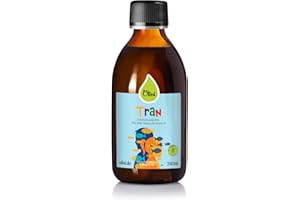 ‎OLINI Olini Fischöl Flüssig für Kinder Lebertran Öl Nordic Nahrungsergänzung mit Omega 3, EPA, DHA, Vitamin A und D3 Hochreiner natürlicher Lebertran Mild in Geruch und Geschmack Glasflasche 250 ML
