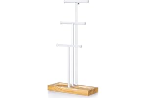 Love-KANKEI Jewellery Tree/Jewellery Stand-Metal Jewelry Holder with Large Capacity for Necklace, Bracelet,and Earrings Storage, Natural Color