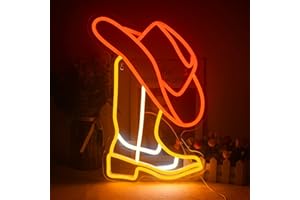 wanxing Cowboy Boots Neon Signs for Wall Decor, Western Cowboy Neon Lights for Bedroom, Cowboy Hat LED Sign with USB Powered for Bar,Cow Decor,Gameroom,Livingroom,Farm