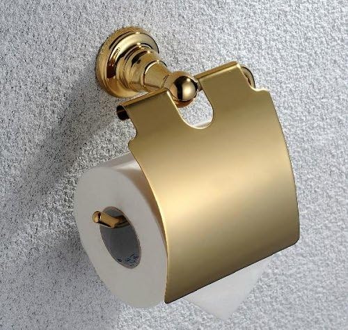 TACCY Toilet Paper Holder/Roller with Cover Brass Made in Polished Gold Finish #QL38