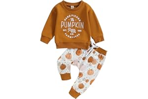 BemeUSWT Toddler Baby Girl Halloween Costume Pumpkin Outfit Long Sleeve Crew Sweatshirt and Pants Set 6 12 18 24 Months 2 3 Years Halloween Baby Clothes