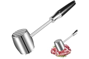 CosyCaya Meat Tenderiser Mallet, Stainless Steel Meat Hammer Tenderizer, Kitchen Meat Mallet for Beef Veal & Chicken Breasts, Heavy Duty Dual Ended Teeth Mallet for Cooking Enthusiasts