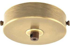 ElekTek Rosone da soffitto piatto con diametro 100 mm con staffa cinturino e serracavo. Ideale per lampadine a sospensione vintage a filamento. Finiture metalliche e verniciate a polvere Ottone Antico