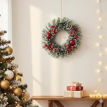 Buy eCraftIndia Green Merry Christmas Wreath with Red Berries