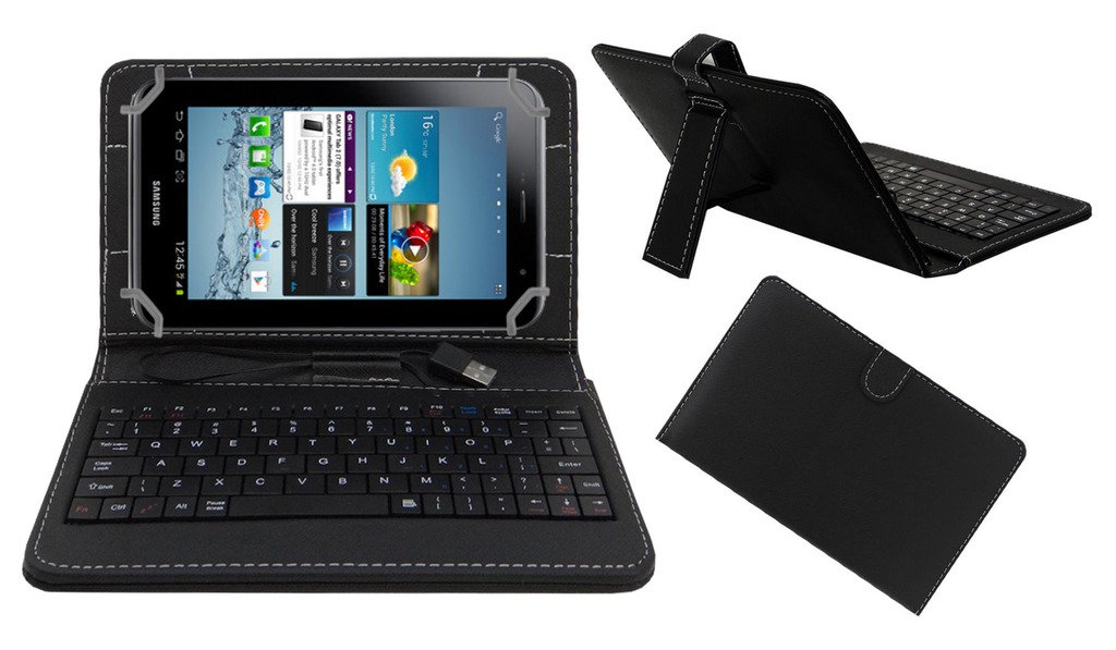ACM USB Keyboard Case Compatible with Samsung Galaxy TAB 2 P3100 Tablet Cover Stand Study Gaming Direct Plug & Play - Black