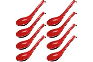 8 confezioni di cucchiai di riso, cucchiaio da minestra cinese Won Ton, cucchiai da minestra in stile asiatico SourceTon - rosso e nero