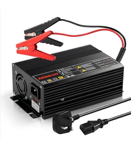 TalentCell 14.4 14.6 V/1.5 A Smart Charger, AC DC Power Adapter Charger, 12 V LiFePO4 Batteries Charger With DC 5521 Plug, Crocodile Clips For Camera, Speaker, GPS, Webcam Router And More