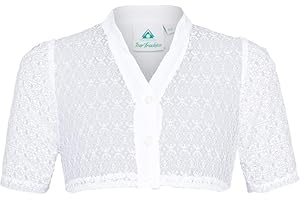 Isar-Trachten Kinder Dirndlbluse Leya aus Spitze - Weiß - Jugend Mädchen Trachtenbluse Gr. 116-164