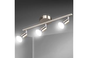 Defurhome LED Ceiling Light Rotatable, 3 Way Adjustable Modern Ceiling Spotlights(Matte Nickel) for Kitchen, Living Room, Bedroom, Including 3 x 4 W GU10 Led Bulbs(450LM, Cool White)