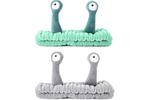 GWAWG 2 PCS Diadema Maquillaje Snail Headband Uso para el Cuidado de la Piel Lavado Cara Spa Belleza las Mujeres Niña Verde y Gris