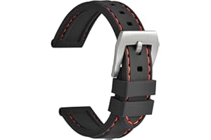 WOCCI Correas de Reloj Resistentes, Correa de Silicona de Repuesto, Hebilla de Acero Inoxidable, 18mm 20mm 22mm 24mm