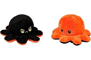 KUNSTIFY Pluszowa zabawka w kształcie ośmiornicy, przytulanka dla dziewcząt, kobiet, dzieci, które wyrażają swój nastrój – prezent dla przyjaciółki (czarny/pomarańczowy)