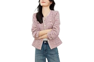 GOOLECRIMP Blazer en Tweed à Double Boutonnage pour Femmes Veste d'automne décontractée à Boutons élégante sans Revers vêtements de Travail de Bureau Corset Blazer