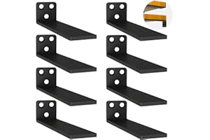 YFCVIP 8 Stück Schwebende Regalhalterungen, Schwerlast Schwimmende Regalhalterungen, Robuste Metallwandhalterungen für Wandanbringung DIY offenes Regal (Schwarz, 15 cm) 6in