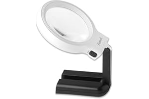‎FANCII Fancii 10 LED Licht Beleuchtete Lupe mit Ständer, 2X 4X Große Leselupe Tischlupe Vergrößerungsglas mit Beleuchtung für Senioren Lesen, Inspektion, Löten, Handarbeiten, Reparatur & Hobby