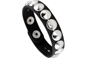MILAKOO Bracciale in pelle nera punk con rivetti Bracciale punk rock regolabile
