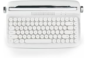‎YUNZII YUNZII ACTTO B303 Kabellose Schreibmaschinentastatur, Ästhetische Retro-Bluetooth-Tastatur Mit Integriertem Ständer Für Mehrere Geräte (B303, Schneeweiß)