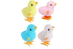 SIXIUDIA Ostern Aufzieh Huhn, 4 Stück Geschenk Geht für Kleine Junge Und Mädchen, Osterdeko Küken, küken Oster, Osterkorb Füllstoffe und Kindergeburtstage(Zufällige Farbe)