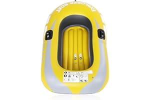 EIMSOAH Bote Inflable para Kayak, Canoa de Aire de Remo para 1 Persona de PVC, Pesca, Buceo a la Deriva, Bote de Pesca Inflable, para Remar con Ahorro de Mano de Obra, con Válvula Doble