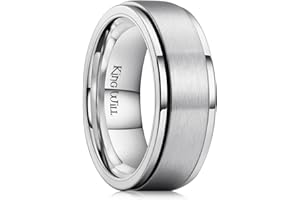 King Will 8mm Spinner Ring for Men & Women - Stainless Steel Fidget Anxiety Ring with High Polish & Brushed Finish | Black, Silver, Gold Unisex Jewelry Gift