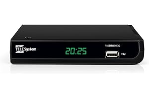 TELE System Decoder Digitale Terrestre HD TS6819 T2HEVC, DVB-T2 HEVC 10 Bit, HDR HLG, AUTOSCAN, LCN, Lettore Multimediale, EPG Guida TV, Telecomando Incluso, Ricevitore TV Digitale Terrestre