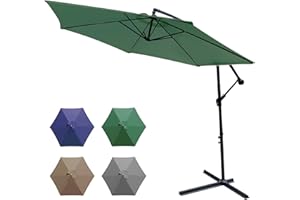 SANHENG Garden Parasols, Patio Umbrella Cantilever with heavy duty Cross Bases & Crank-lift ideal for Commercial And Residential Use