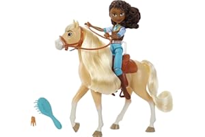 DREAMWORKS SPIRIT Mustang: Duch wolności Lalka Pru (17,5 cm) z ruchomymi punktami, koszulką, przysmakami i szczotką + konik Ślicznotka (20 cm) z miękką grzywą i ogonem, dla dzieci od 3 roku życia, HFB90