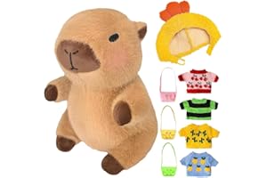 Afenau Capybara pluszowe zwierzątko, 25 cm, Capybara, przytulanka z ubraniami i akcesoriami, przekąski Capy-bara, świnka wodna, przytulanka do zabawy dla dzieci, prezent urodzinowy, dekoracja domu