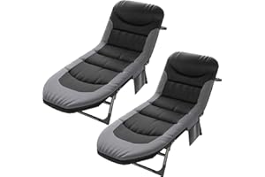 COZYKIMO Letto da campeggio regolabile, pieghevole con materasso, letto per gli ospiti pieghevole, per interni ed esterni, sedia a sdraio da campeggio, con borsa per il trasporto, lettino pieghevole (black 2)