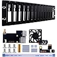GeeekPi 3U Rack Kit for Raspberry Pi 4B, 19" 3U Rackmount Supports 1-14 Units with 14pcs Raspberry Pi Fans, Aluminum Heatsinks, Micro HDMI to HDMI Boards, TF Card to FPC Boards for Raspberry Pi 4B