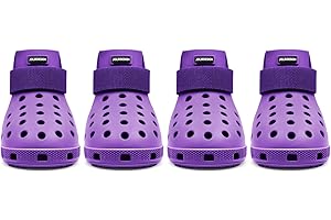 JOLIR DESIGN Dog Shoes for Hot Pavement - Dog Boots for Small & Medium & Large Dogs, Dog Boots Paw Protectors, Easy ON & OFF, Non-slip, Waterproof, Easy-Clean Dog Booties for Beach and Snow (Purple, L)