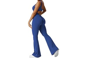 YEOREO Women Workout Flare Jumpsuits Sexy Backless Gym Bodycon Scrunch Butt Yoga Rompers V Back Lizvette