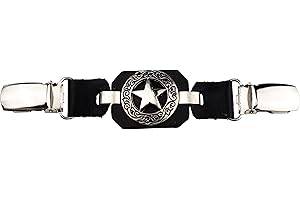 IGUANA CUSTOM CLOTHES Iguana Custom Extension de gilet en cuir avec pinces métalliques avec badge décoratif pour motocyclistes Chopper Custom Bobber Cafe Racer (insigne étoile shérif)