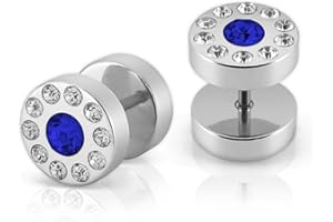 SOULCATS Soul-Cats® 2 Spina Pezzi Fakeplugs Perno Fake Plug Zirconia Strass Porpora Rosa Nero Bianco