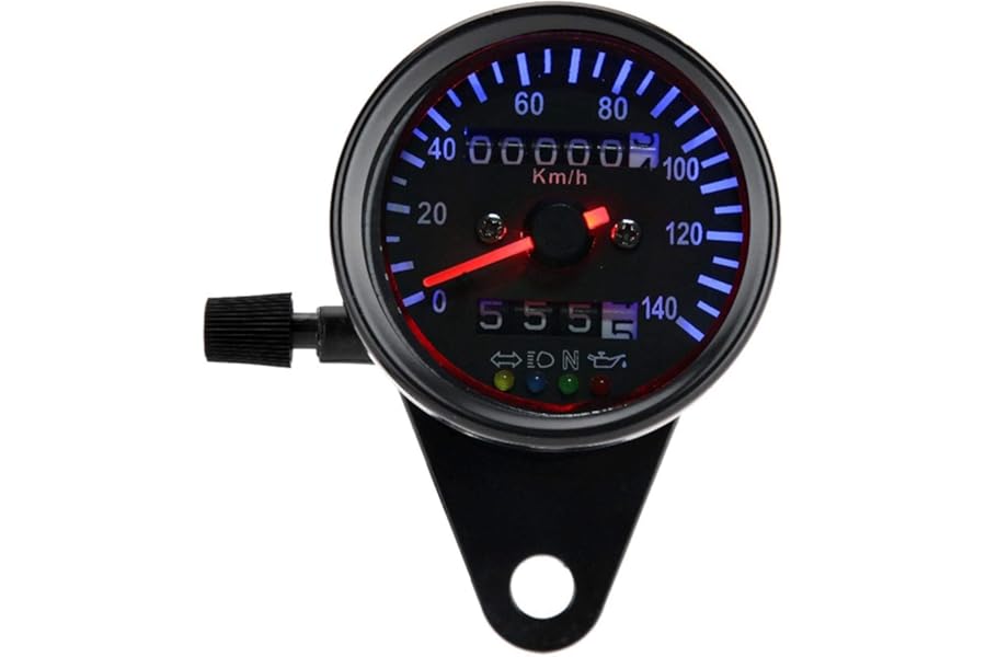 Universal Motorcycle Odometer, Akozon LED Odometer Gauge Backlight 12 V Motorcycle Dual Odometer Speedometer Gauge Kit Cafe Racer