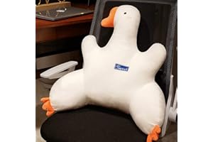 NATUREMAN Urocze pluszowe poduszki lędźwiowe w kształcie gęsi, z nadającą się do prania poszewką na plecy, poduszki do czytania, poduszka na oparcie krzesła, do sypialni, biura, samochodu (biała)