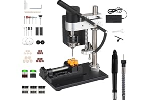 YEZMEK Mini Tischbohrmaschine mit 7-Gang-Einstellung, Präzisions-Standbohrmaschine mit 775 Motor & flexiblem Wellenaufsatz, 0,6–6,5 mm Bohrfutter, inkl. Zubehör für Holz, Metall, Schmuck, Kunststoff, DIY