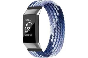 Vozehui Paski kompatybilne z Fitbit Charge 3/Fitbit Charge 4 bransoletką, miękkie oddychające elastyczne sportowe wymienne paski do zegarka, nylonowe tkane paski do Fitbit Charge 3/4