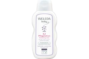 ‎WELEDA WELEDA Bio Baby Med 3in1 Pflegelotion Weiße Malve - Naturkosmetik Pflegelotion mit Kokosöl & Kakaobutter für hochsensible/neurodermitische Haut. Natürliche Körpflege Lotion für Babys (vegan, 200ml)