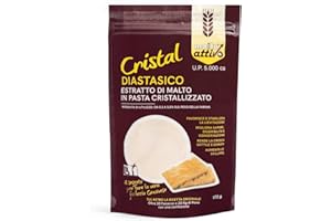 Malto Attivo, Cristal 175g, Estratto di Malto Cristallizzato ad Elevato Potere Diastasico, Malto d’Orzo e Mais Ideale per Panificazione, 5.000 Unità Pollak