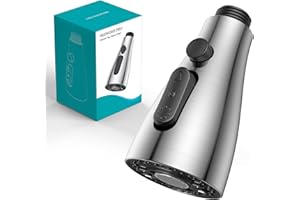 SREWOHS PRO Cabezal de repuesto para rociador de grifo de cocina extraíble, boquilla de repuesto para rociador de fregadero extraíble de 4 funciones, níquel cepillado (Níquel)