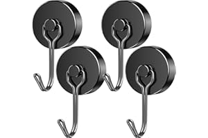 Grtard 4 Pack Magnetic Hooks Heavy Duty, 35LBS Swivel Swing Neodymium Magnet Hooks, Strong Magnet with Hooks for Hanging, Refrigerator, Grill, Kitchen, Key Holder