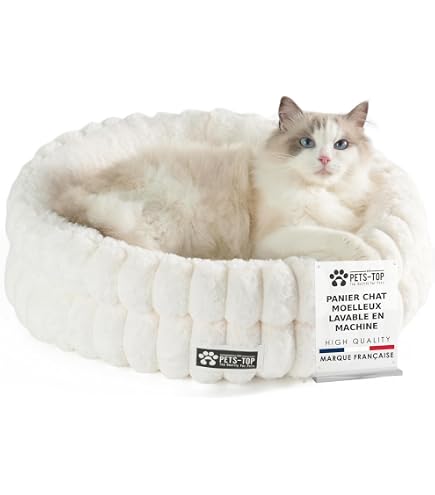 Panier Moelleux Pour Chat - 55x42x18 Cm - Lit Doux Et Confortable Avec Poignée Pour Chatons Et Petits Chiens