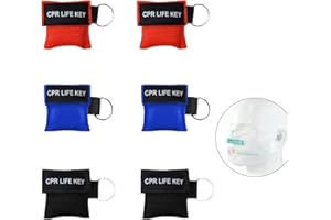 MVOLEGDE 6 Stück Beatmungsmaske Schlüsselanhänger,Beatmungsmaske Erste Hilfe,Tragbarkeit Beatmungstuch,Pocket Maske Beatmung,CPR Maske Face Shield,Geeignet für Die Notfallrettung(Rot,Blau,Schwarz)