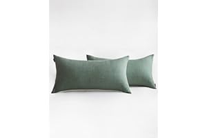 ‎MILDLY MILDLY Kissenbezug 40x80 Baumwolle Salbeigrün, Kissenbezüge 2 Teilig mit Reißverschluss, Ähnliche Textur wie Stone Washed Leinen, ÖkoTex Zertifiziert, Weich und Bequem