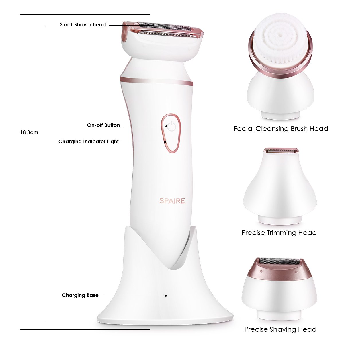 Lady Shaver Rechargeable Bikini Trimmer, Spaire 4 In 1 Women Electric